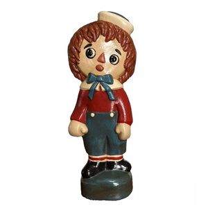 Vintage Raggedy Andy Ceramic Statue 1970s Hand-Painted Figurine 12" Tall